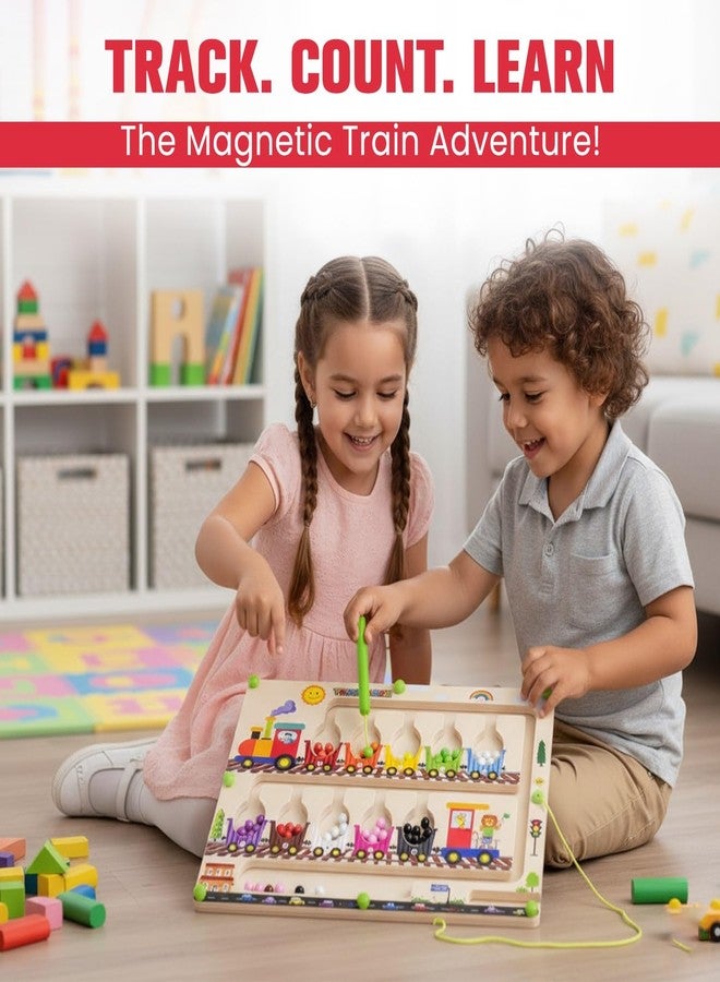 Braintastic Montessori Magnetic Color and Number Maze Board Puzzle Toy,Learning and Educational Birthday Gifts for Toddlers (Train Maze) - Image 5
